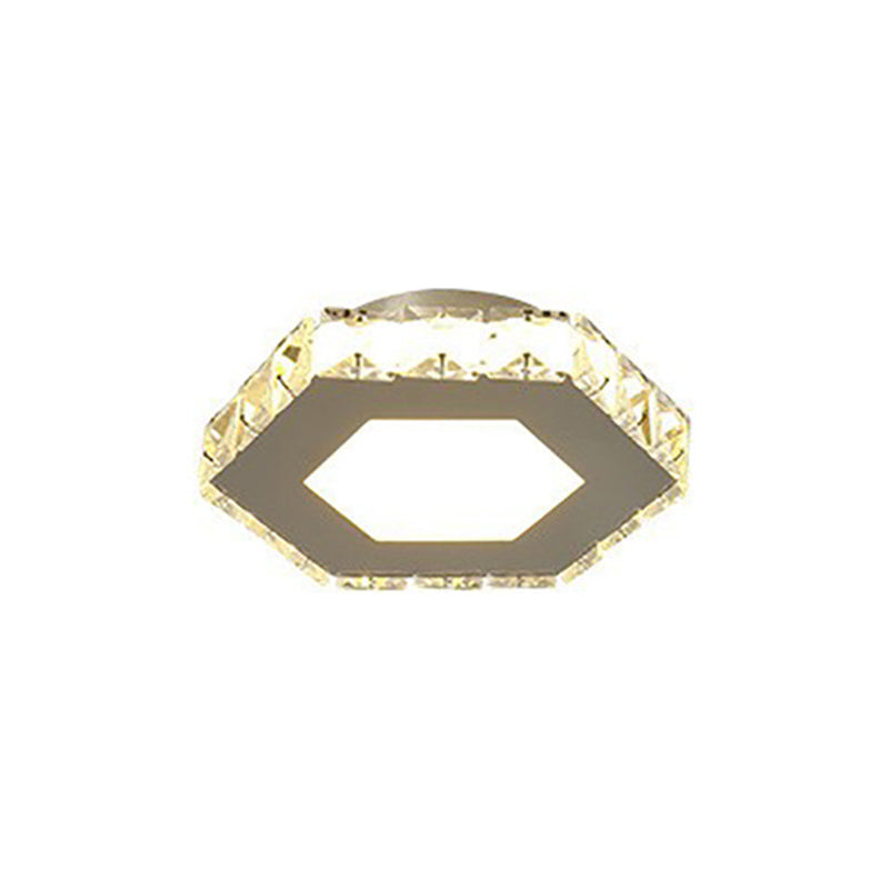 Silver Shaded Semi Flush Mount Lighting Modern LED Crystal Ceiling Light Fixture