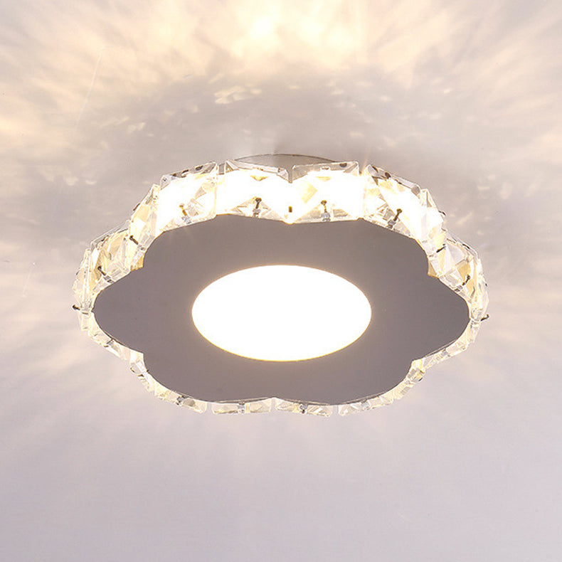 Silver Shaded Semi Flush Mount Lighting Modern LED Crystal Ceiling Light Fixture