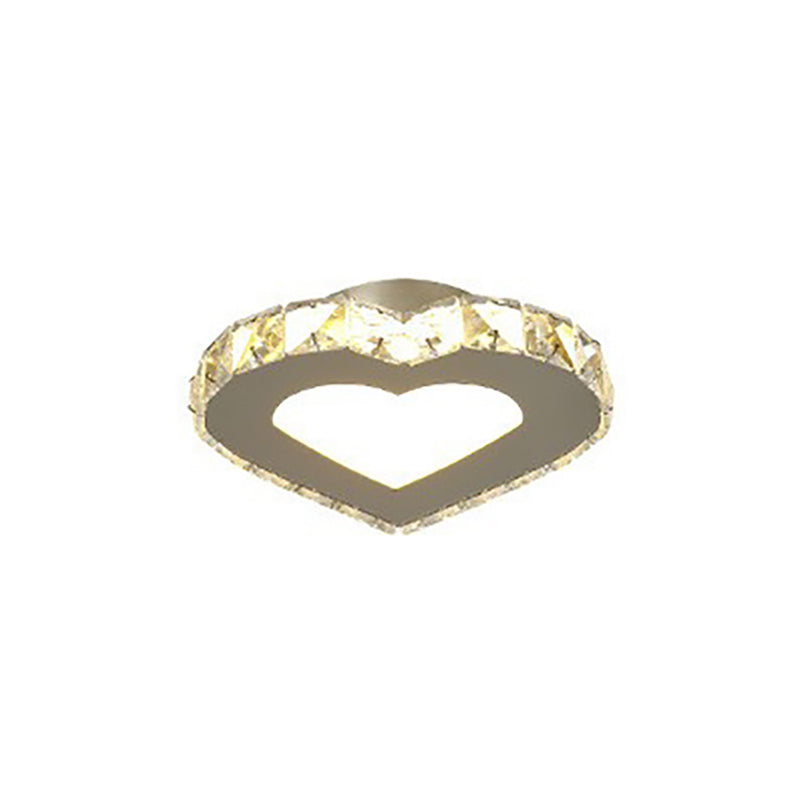 Silver Shaded Semi Flush Mount Lighting Modern LED Crystal Ceiling Light Fixture