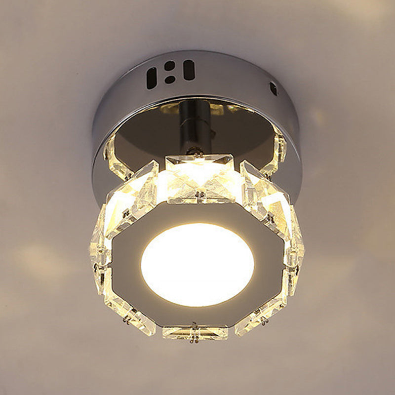 Silver Shaded Semi Flush Mount Lighting Modern LED Crystal Ceiling Light Fixture