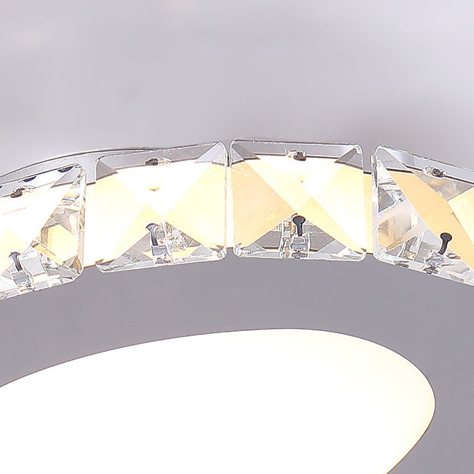 Silver Shaded Semi Flush Mount Lighting Modern LED Crystal Ceiling Light Fixture
