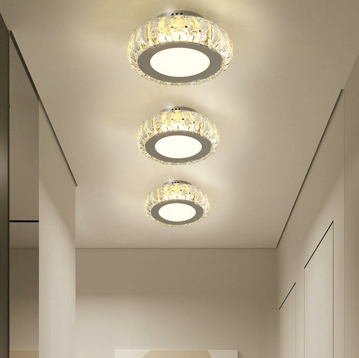 Silver Shaded Semi Flush Mount Lighting Modern LED Crystal Ceiling Light Fixture