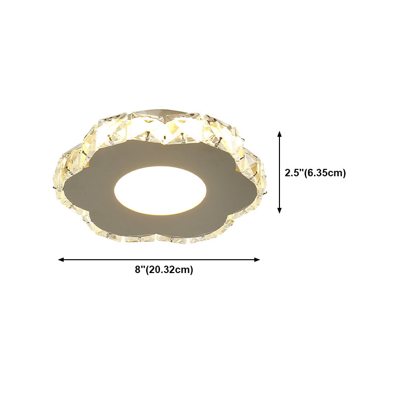 Silver Shaded Semi Flush Mount Lighting Modern LED Crystal Ceiling Light Fixture