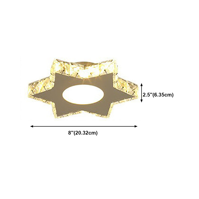 Silver Shaded Semi Flush Mount Lighting Modern LED Crystal Ceiling Light Fixture