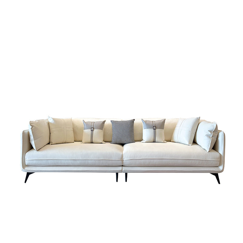 Modern Stain-Resistant Faux Leather Sofa Square Arm Sectional for Apartment