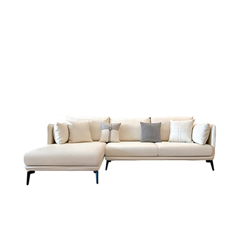 Modern Stain-Resistant Faux Leather Sofa Square Arm Sectional for Apartment