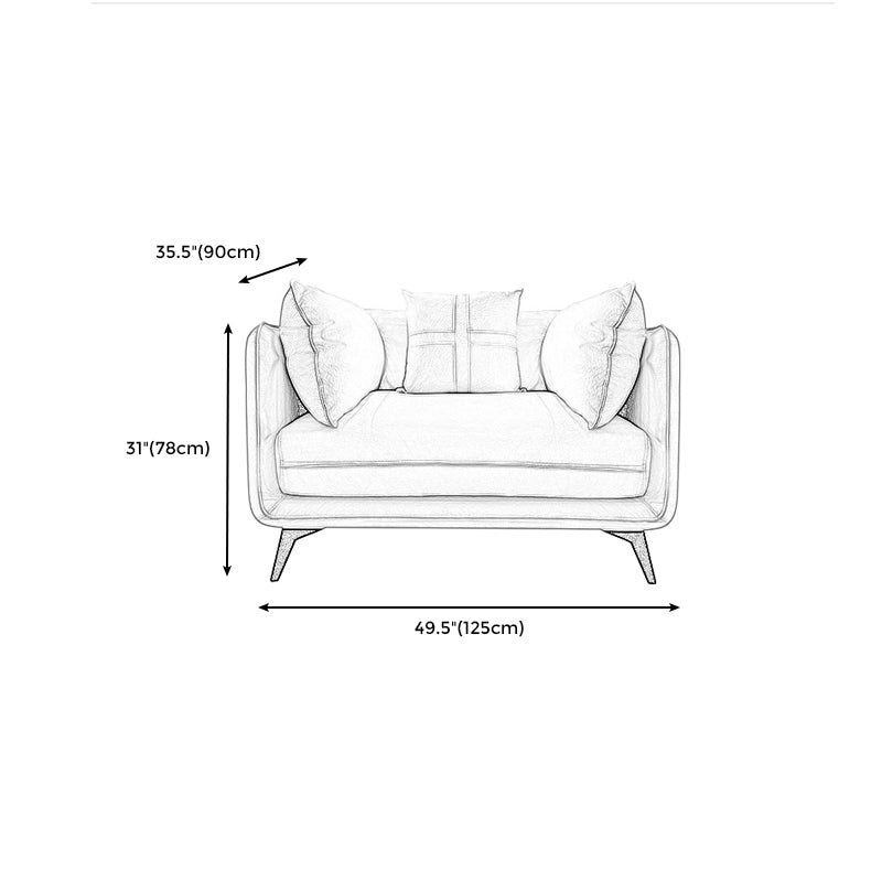 Modern Stain-Resistant Faux Leather Sofa Square Arm Sectional for Apartment
