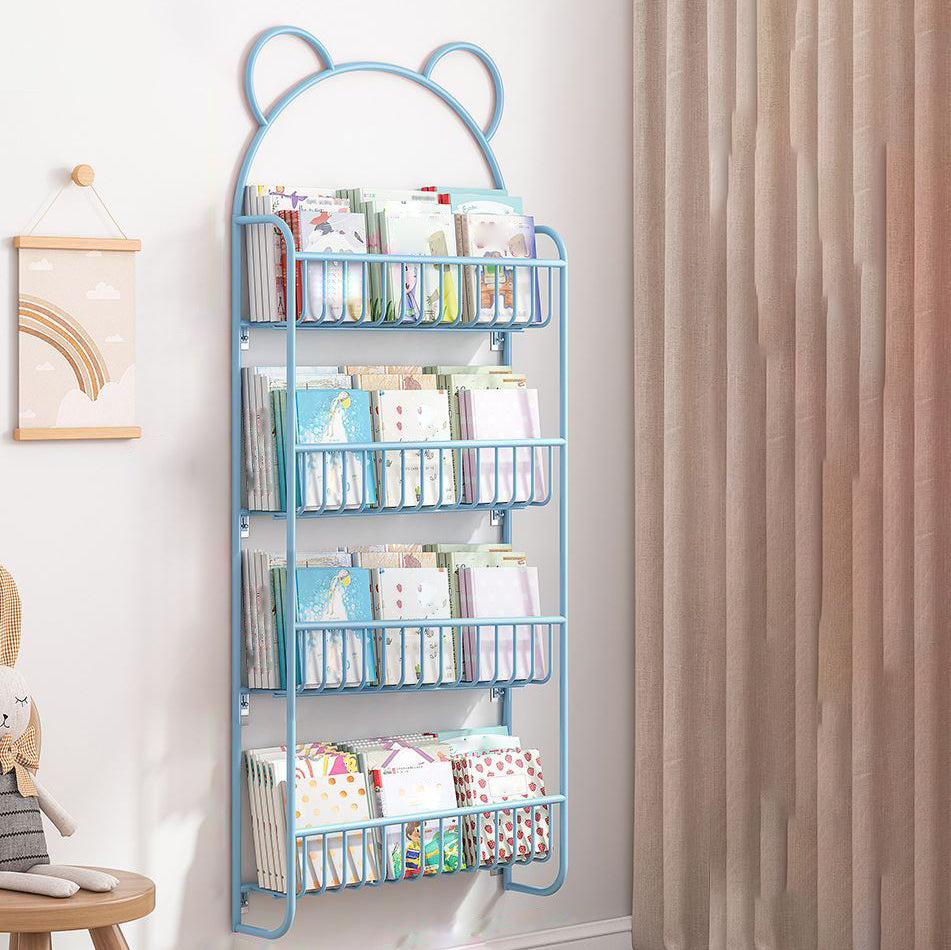 Contemporary Wall Mounted Bookshelf Metal Closed Back Bookcase for Home