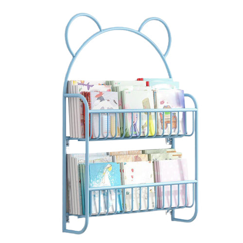 Contemporary Wall Mounted Bookshelf Metal Closed Back Bookcase for Home