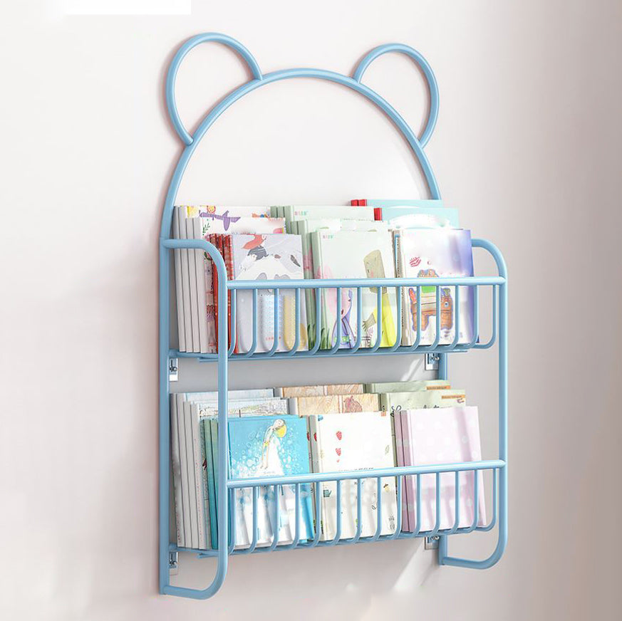 Contemporary Wall Mounted Bookshelf Metal Closed Back Bookcase for Home