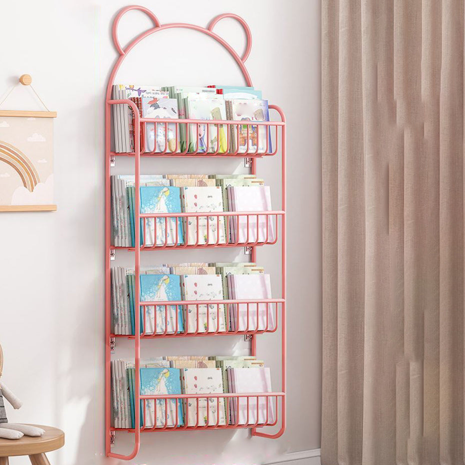 Contemporary Wall Mounted Bookshelf Metal Closed Back Bookcase for Home
