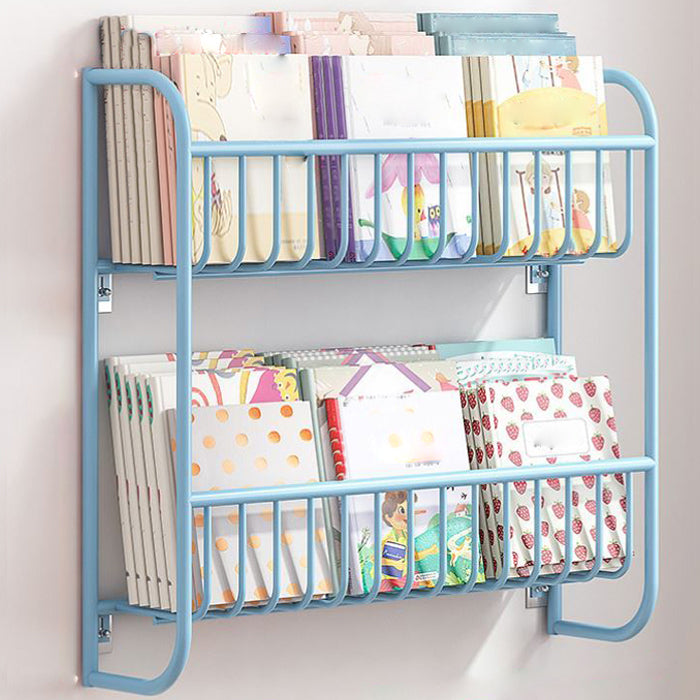 Contemporary Wall Mounted Bookshelf Metal Closed Back Bookcase for Home