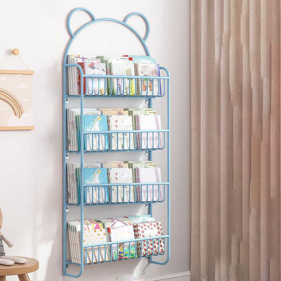 Contemporary Wall Mounted Bookshelf Metal Closed Back Bookcase for Home