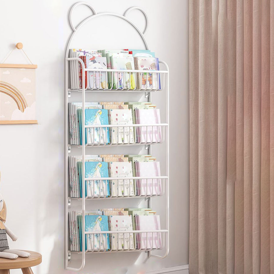 Contemporary Wall Mounted Bookshelf Metal Closed Back Bookcase for Home