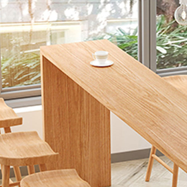 Modern Pine Wood Bar Dining Table Rectangle Indoor Bistro Table with Shelf