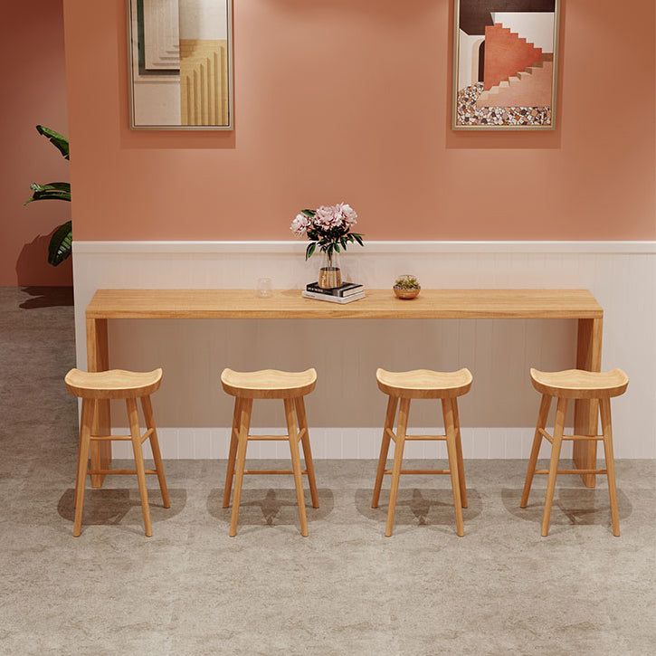 Modern Pine Wood Bar Dining Table Rectangle Indoor Bistro Table with Shelf