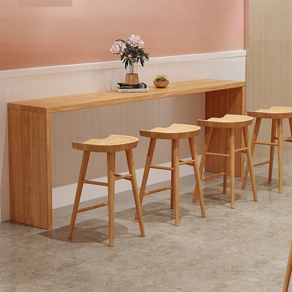 Modern Pine Wood Bar Dining Table Rectangle Indoor Bistro Table with Shelf