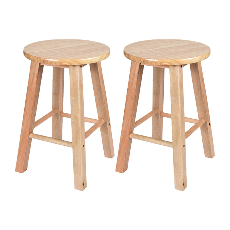 Modern Armless Backless Counter Stool Oak Wood Kitchen Bar Stool with Seat and Pedal