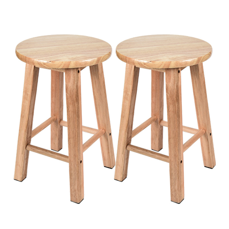 Modern Armless Backless Counter Stool Oak Wood Kitchen Bar Stool with Seat and Pedal