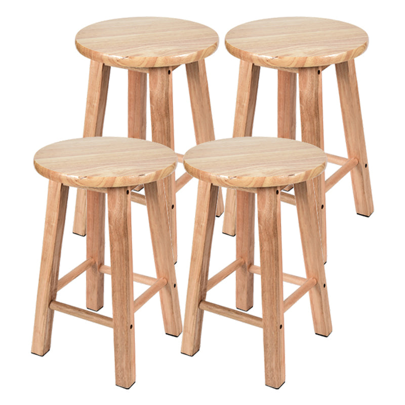 Modern Armless Backless Counter Stool Oak Wood Kitchen Bar Stool with Seat and Pedal