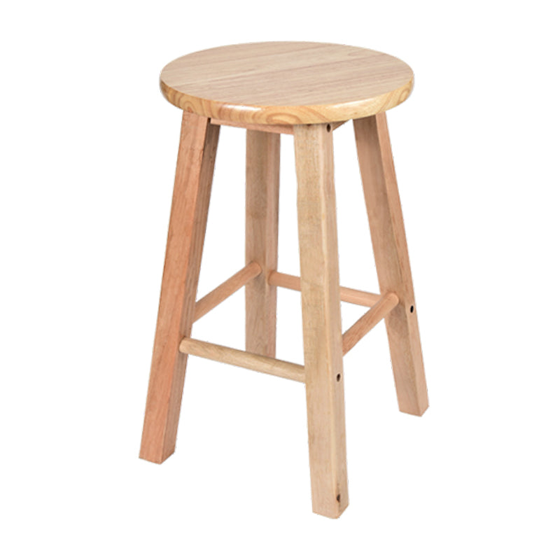 Modern Armless Backless Counter Stool Oak Wood Kitchen Bar Stool with Seat and Pedal