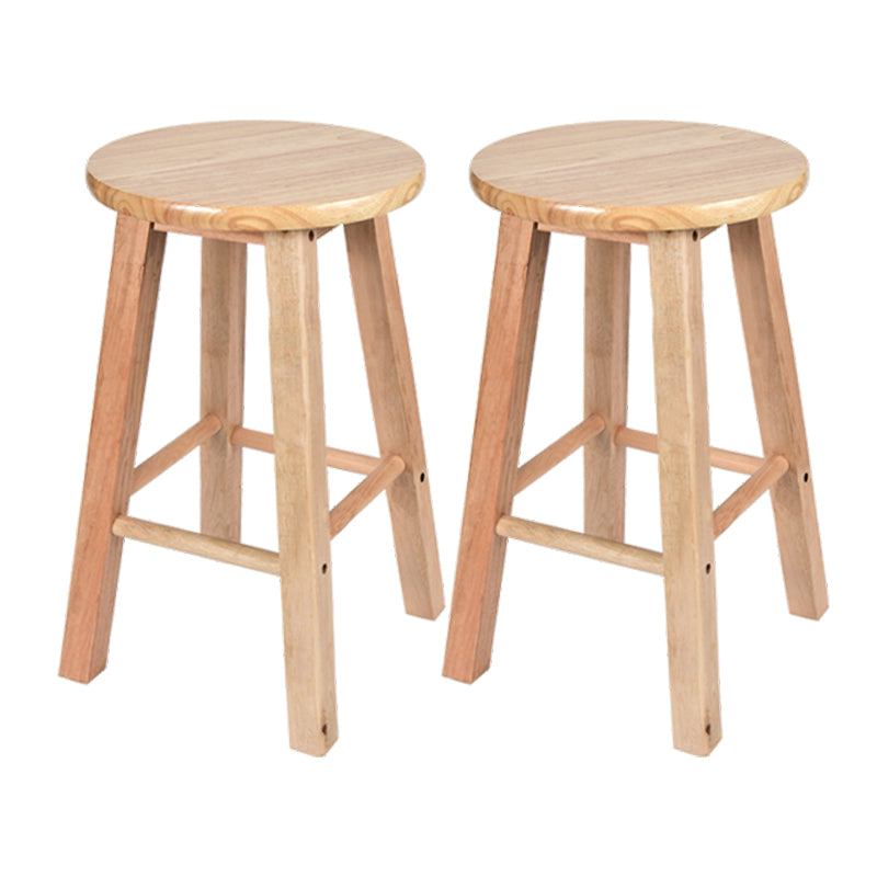 Modern Armless Backless Counter Stool Oak Wood Kitchen Bar Stool with Seat and Pedal