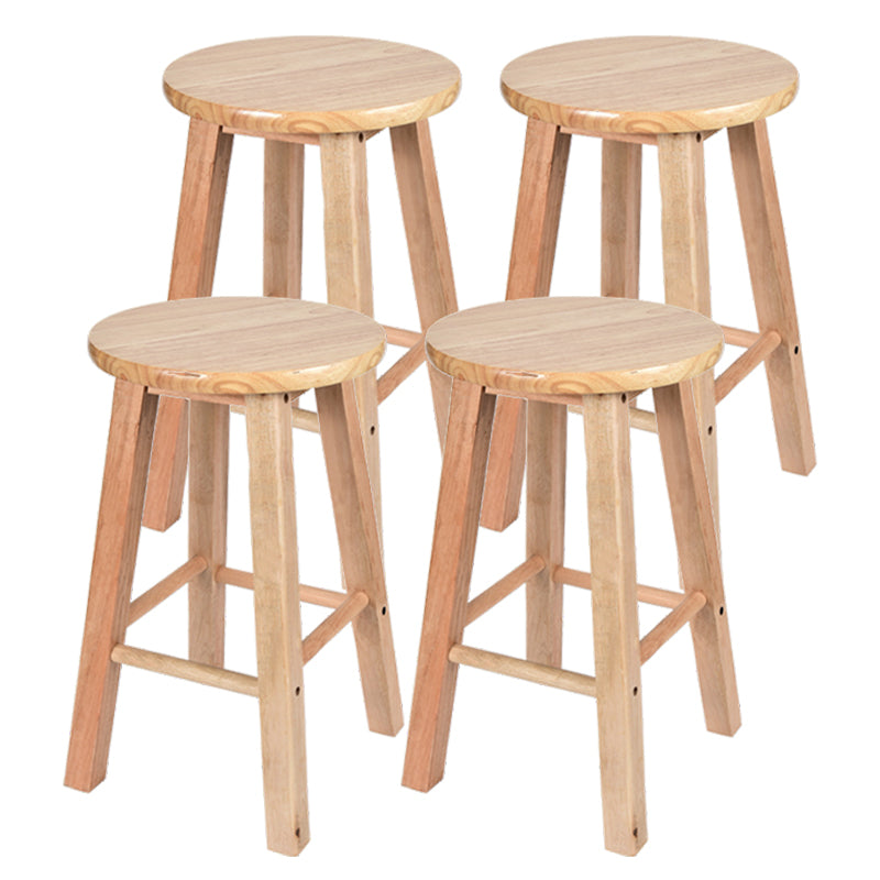 Modern Armless Backless Counter Stool Oak Wood Kitchen Bar Stool with Seat and Pedal