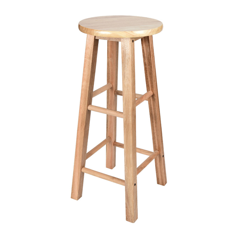 Modern Armless Backless Counter Stool Oak Wood Kitchen Bar Stool with Seat and Pedal