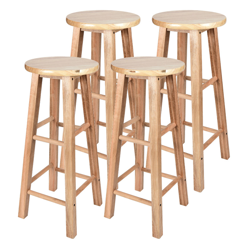 Modern Armless Backless Counter Stool Oak Wood Kitchen Bar Stool with Seat and Pedal