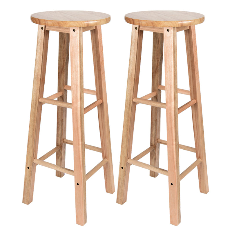 Modern Armless Backless Counter Stool Oak Wood Kitchen Bar Stool with Seat and Pedal