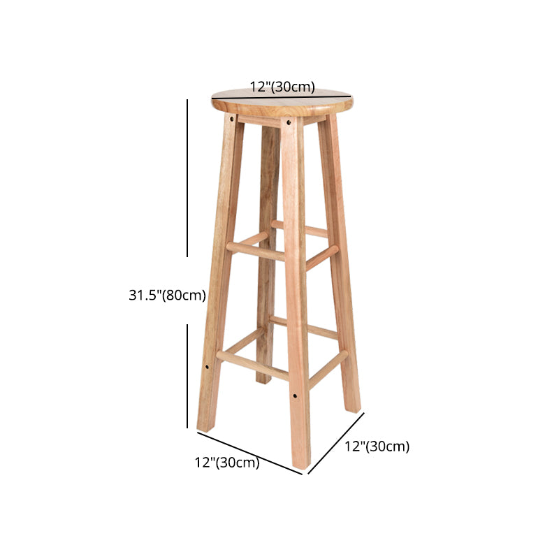 Modern Armless Backless Counter Stool Oak Wood Kitchen Bar Stool with Seat and Pedal