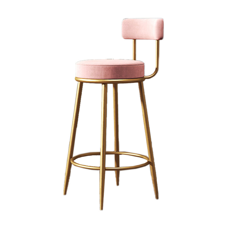 Nordic Armless Backrest Counter Stool Iron Kitchen Bar Stool with Velvet Cushion