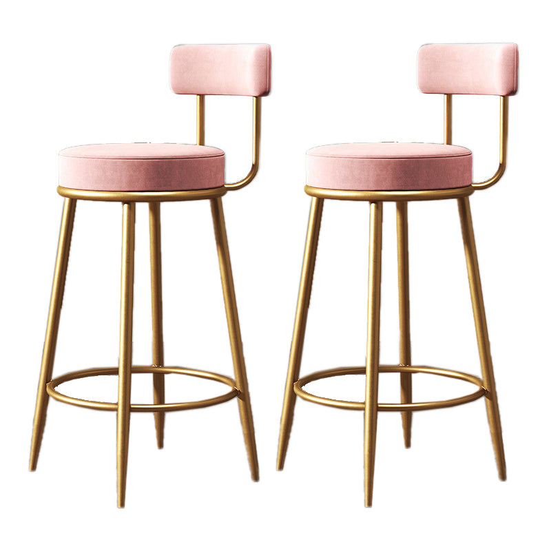 Nordic Armless Backrest Counter Stool Iron Kitchen Bar Stool with Velvet Cushion