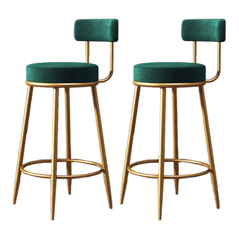 Nordic Armless Backrest Counter Stool Iron Kitchen Bar Stool with Velvet Cushion