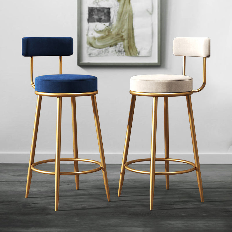 Nordic Armless Backrest Counter Stool Iron Dessert Shop Bar Stool with Cushion and Pedal