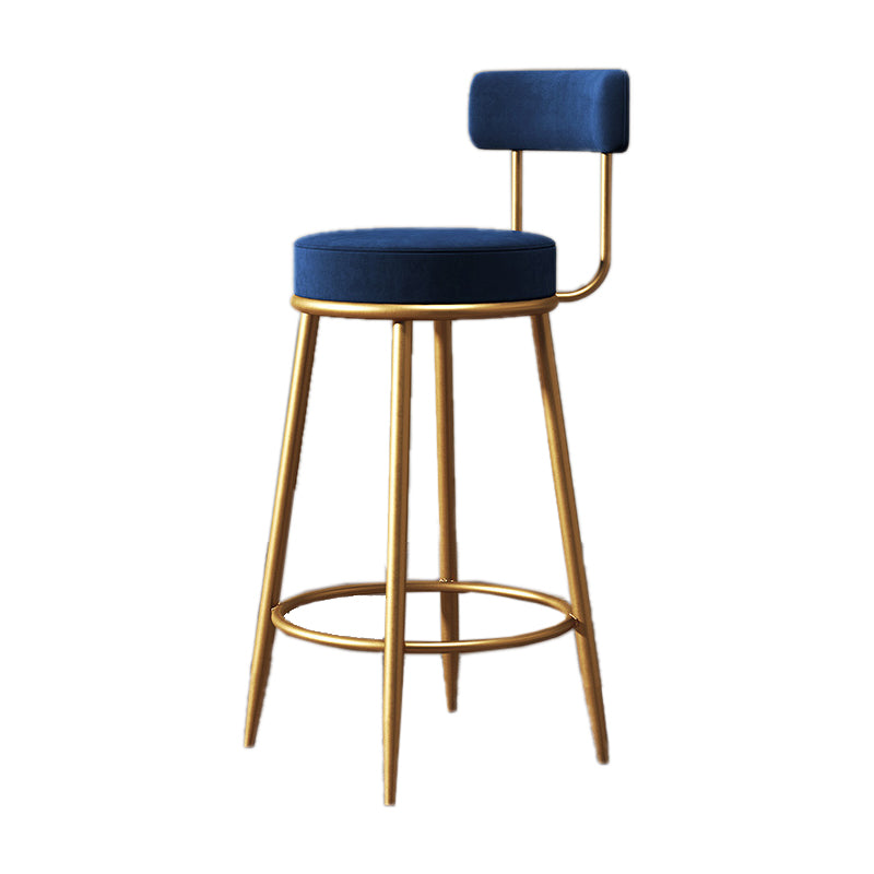 Nordic Armless Backrest Counter Stool Iron Dessert Shop Bar Stool with Cushion and Pedal