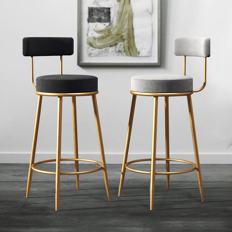 Nordic Armless Backrest Counter Stool Iron Dessert Shop Bar Stool with Cushion and Pedal