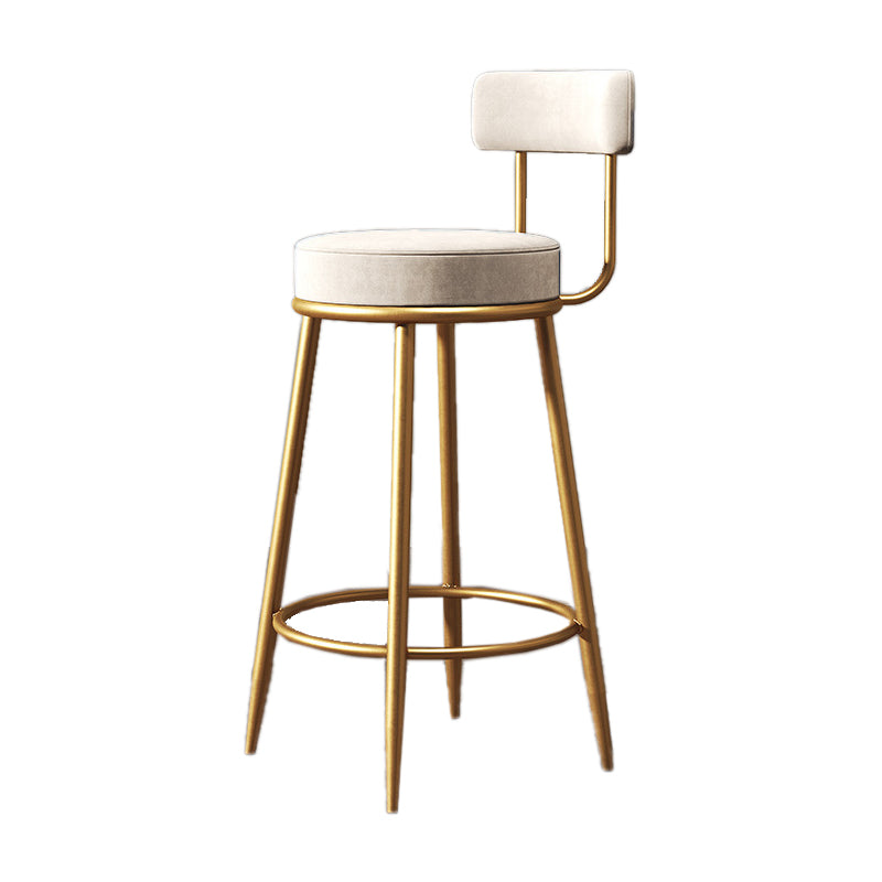 Nordic Armless Backrest Counter Stool Iron Dessert Shop Bar Stool with Cushion and Pedal