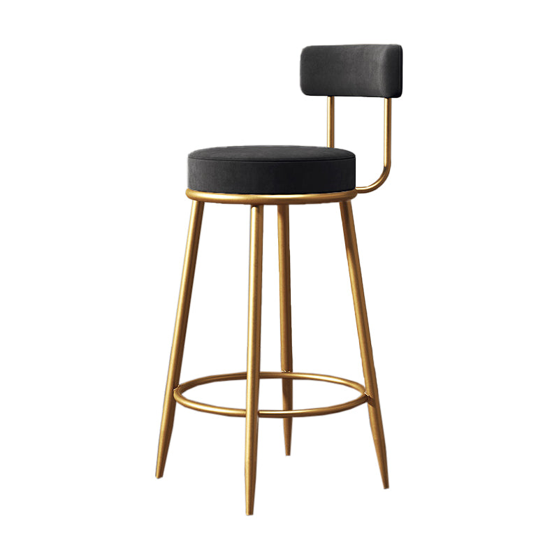 Nordic Armless Backrest Counter Stool Iron Dessert Shop Bar Stool with Cushion and Pedal