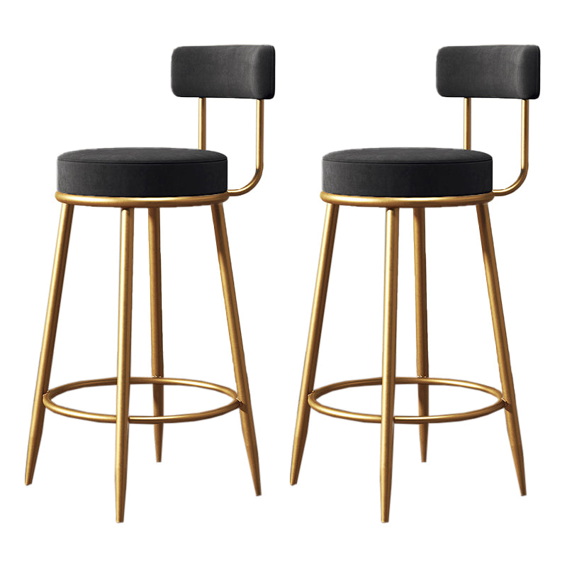 Nordic Armless Backrest Counter Stool Iron Dessert Shop Bar Stool with Cushion and Pedal