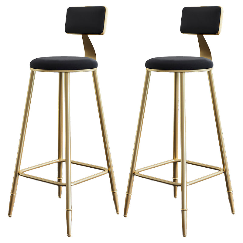 Nordic Armless Backrest Counter Stool Steel Cafe Bar Stool with Velvet Cushion and Pedal