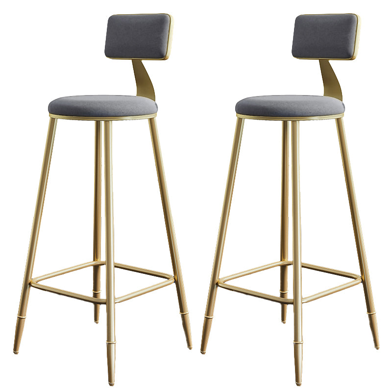 Nordic Armless Backrest Counter Stool Steel Cafe Bar Stool with Velvet Cushion and Pedal