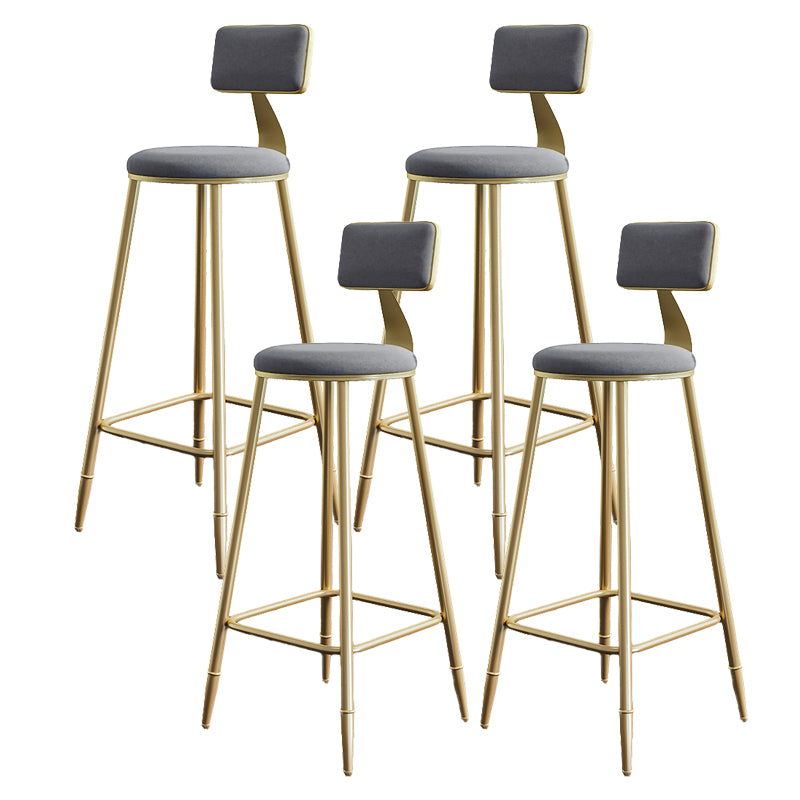 Nordic Armless Backrest Counter Stool Steel Cafe Bar Stool with Velvet Cushion and Pedal