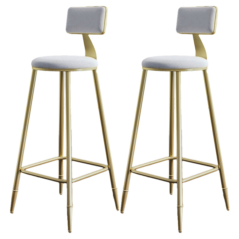Nordic Armless Backrest Counter Stool Steel Cafe Bar Stool with Velvet Cushion and Pedal