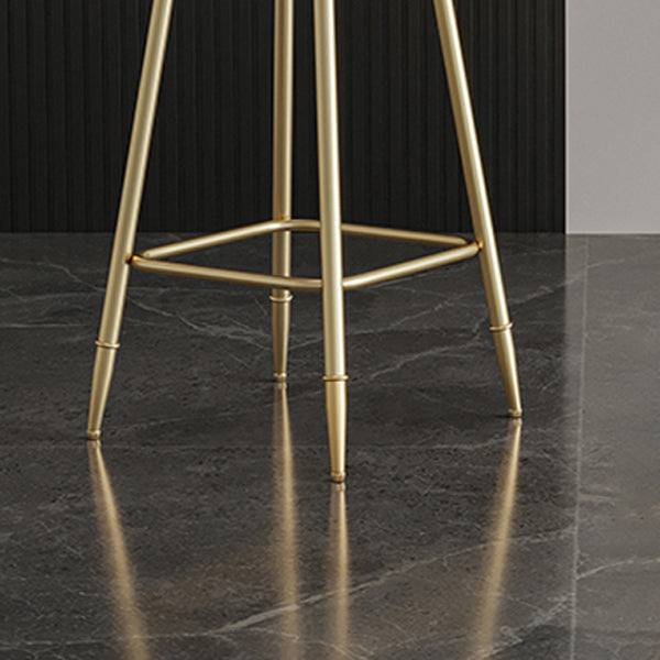 Nordic Armless Backrest Counter Stool Steel Cafe Bar Stool with Velvet Cushion and Pedal