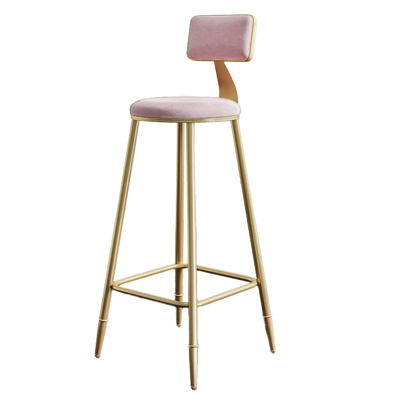 Nordic Armless Backrest Counter Stool Steel Cafe Bar Stool with Velvet Cushion and Pedal