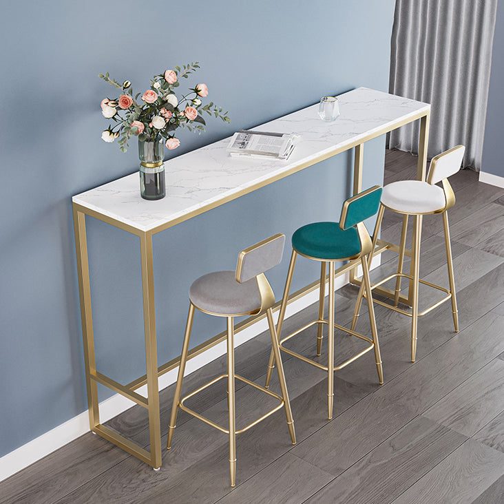 Nordic Armless Backrest Counter Stool Steel Cafe Bar Stool with Velvet Cushion and Pedal