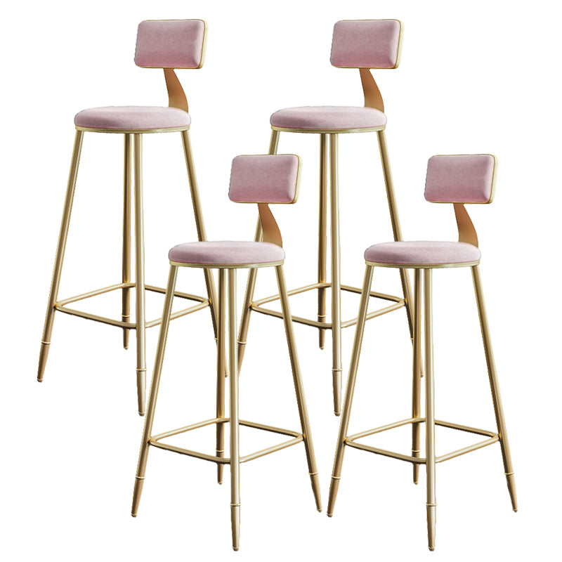 Nordic Armless Backrest Counter Stool Steel Cafe Bar Stool with Velvet Cushion and Pedal