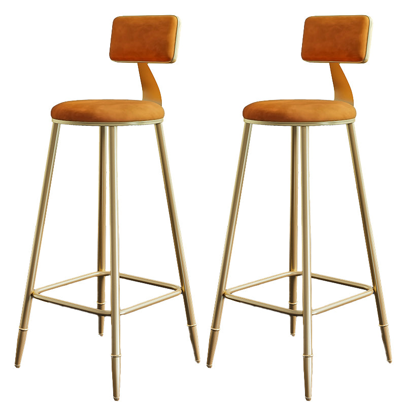 Nordic Armless Backrest Counter Stool Steel Cafe Bar Stool with Velvet Cushion and Pedal