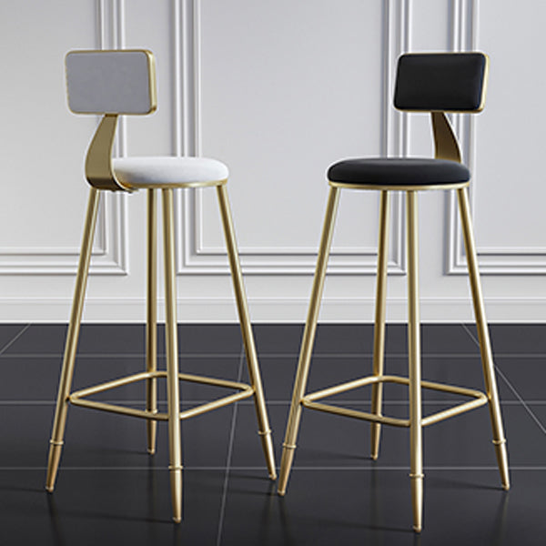 Nordic Armless Backrest Counter Stool Steel Cafe Bar Stool with Velvet Cushion and Pedal